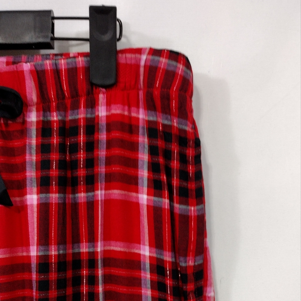 Victoria's Secret Flannel Long Pajama Set Women's M Red Black Holiday Retro Y2K - Picture 11 of 15
